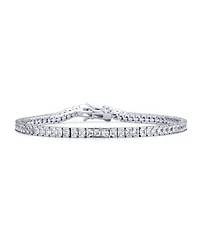 Bling Jewelry 10CT Simple Classic Cubic Zirconia Square Clear Princess Cut Cz Tennis Bracelet Prom Sterling Silver
