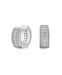 Bling Jewelry Simple Two Tone Cubic Zirconia Pave Blue Cz One or Two Row Band Ear Cuffs Wrap Cartilage Earrings .925 Sterling Silver