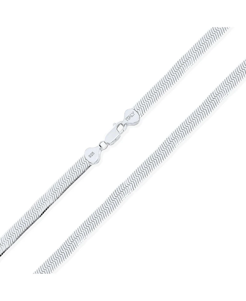 Bling Jewelry .925 Sterling Silver 3.5 mm Flat Omega Snake Flexible Herringbone Collar Necklace