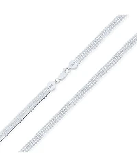 Bling Jewelry .925 Sterling Silver 3.5 mm Flat Omega Snake Flexible Herringbone Collar Necklace