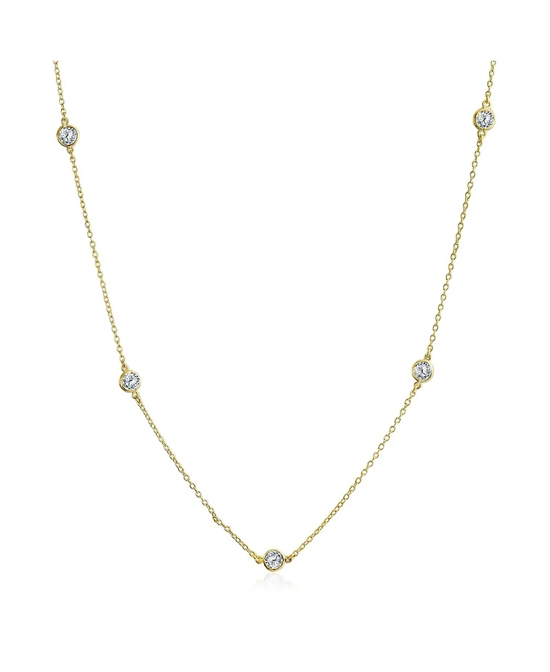 Bling Jewelry Minimalist Simple Wrap Cz By The Yard Tin Cup Chain Necklace 14K Gold Plated .925 Sterling Silver 36 Inch