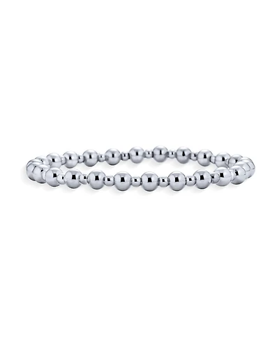Bling Jewelry Modern Classic Round Alternating 3-5MM Ball Bead Stretch Bracelet Stretchable Shinny Sterling Silver