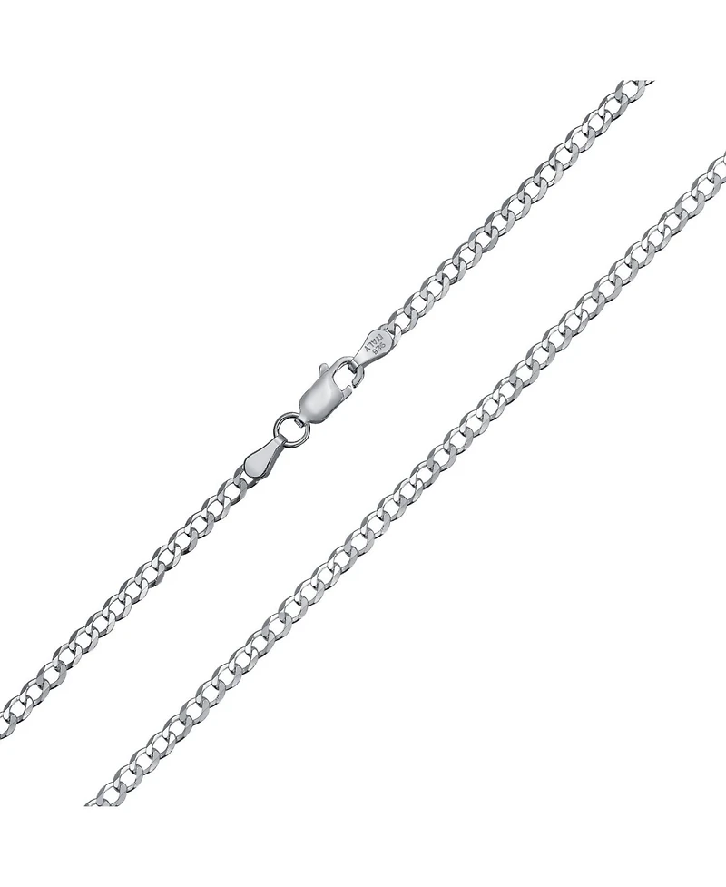 Bling Jewelry Solid 3MM Sterling Silver Miami Cuban Curb Chain Necklace