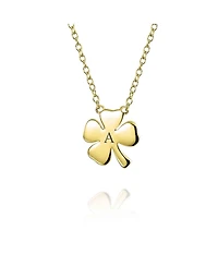 Bling Jewelry Irish Lucky Shamrock Good Luck Charm Four Leaf Clover Pendant Necklace For Women Yellow Gold Plated Sterling Silver