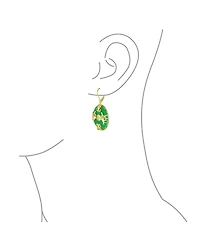 Bling Jewelry Asian Style Dangle Circle Round Donut Good Fortune Light Green Natural Jade Butterfly Disc Drop Statement Earrings 14K Gold Overlay Ster