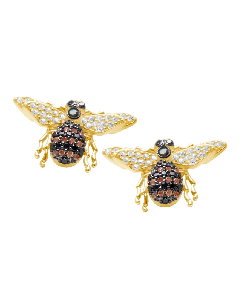 Suzy Levian Sterling Silver Cubic Zirconia Bumble Bee Stud Earrings