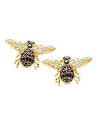 Suzy Levian Sterling Silver Cubic Zirconia Bumble Bee Stud Earrings