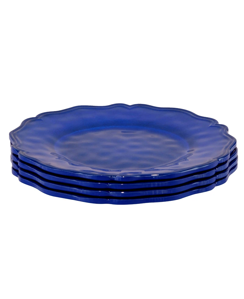 Certified International Blue Indigo Crackle Set of 4 Dinner Plate 11", Service For 4