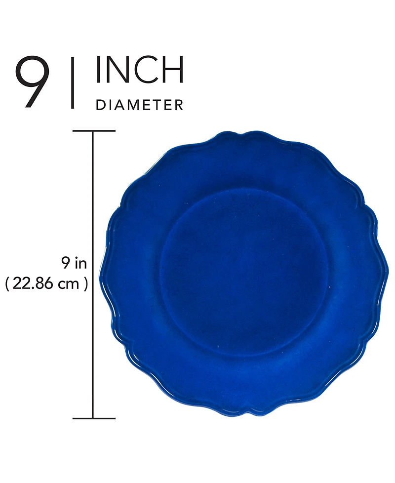 Certified International Blue Indigo Crackle Set of 4 Salad Plate 9", Service For 4