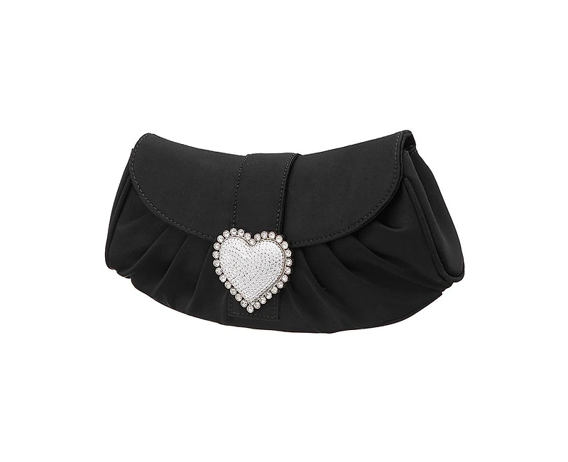 Nina Crystal Heart Adorned Clutch Handbag