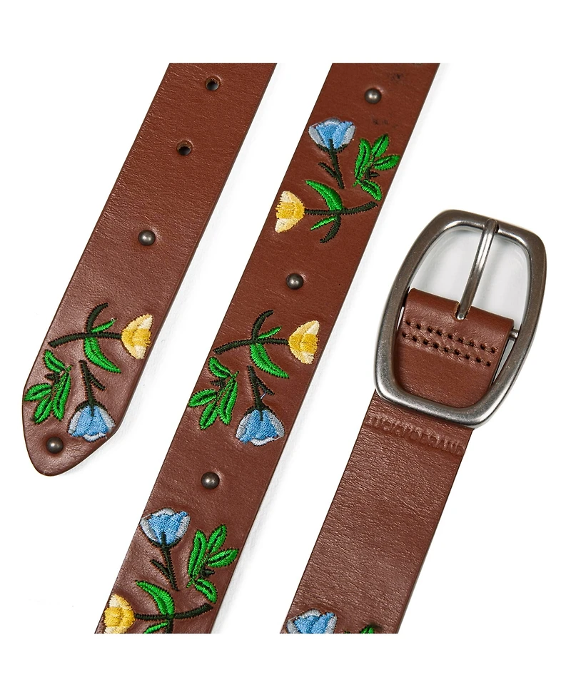 Lucky Brand Embroidered Floral Leather Belt