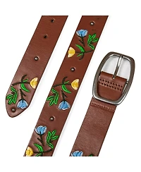Lucky Brand Embroidered Floral Leather Belt