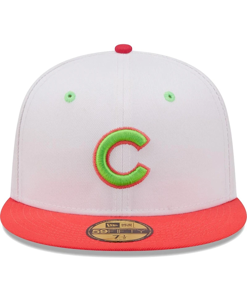 Men's New Era White, Coral Chicago Cubs 1990 Mlb All-Star Game Strawberry Lolli 59FIFTY Fitted Hat