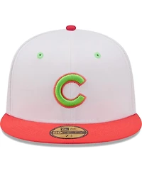 Men's New Era White, Coral Chicago Cubs 1990 Mlb All-Star Game Strawberry Lolli 59FIFTY Fitted Hat