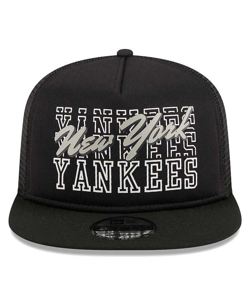 Men's New Era Black New York Yankees Street Team A-Frame Trucker 9FIFTY Snapback Hat