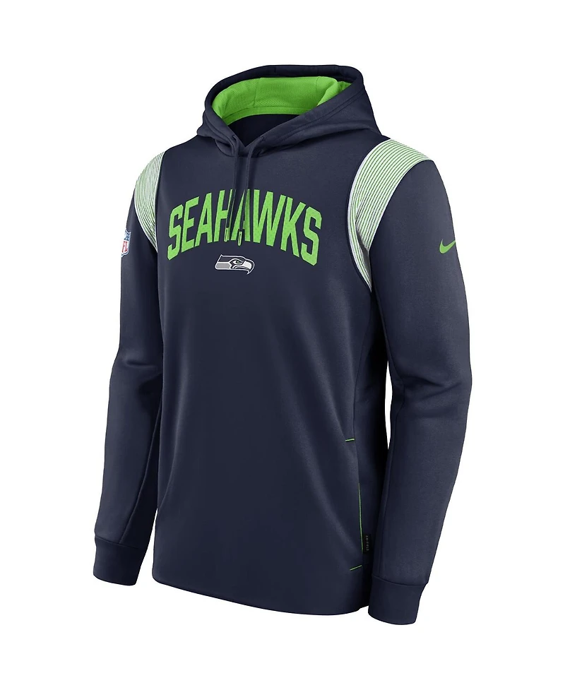 Men's Nike College Navy Seattle Seahawks Sideline Athletic Stack Performance Pullover Hoodie
