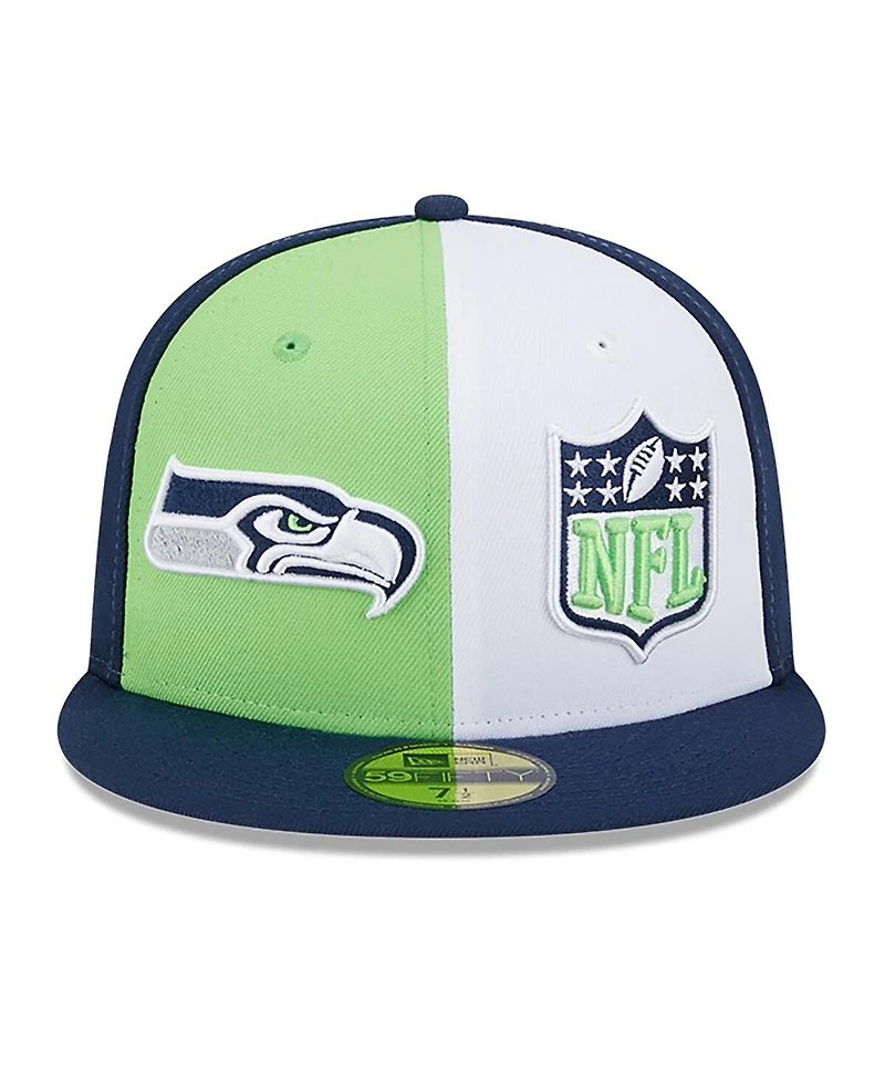 Men's New Era Neon Green, College Navy Seattle Seahawks 2023 Sideline 59FIFTY Fitted Hat