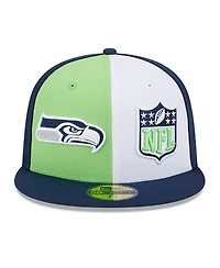 Men's New Era Neon Green, College Navy Seattle Seahawks 2023 Sideline 59FIFTY Fitted Hat