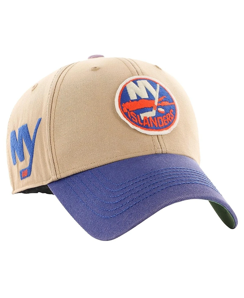 Men's '47 Brand Khaki, Royal Distressed New York Islanders Dusted Sedgwick Mvp Adjustable Hat