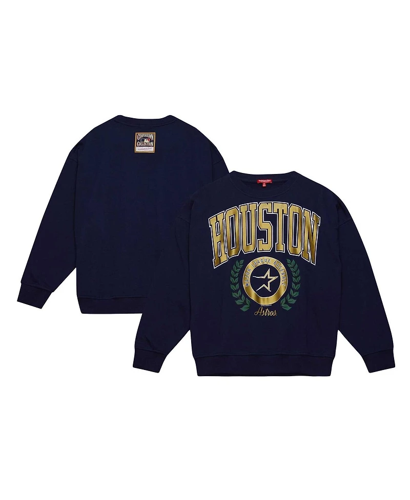 Women's Mitchell & Ness Navy Houston Astros Cooperstown Collection Logo Pullover Sweatshirt