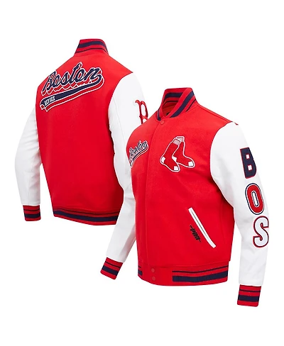 Men's Pro Standard Red Boston Sox Script Tail Wool Full-Zip Varity Jacket