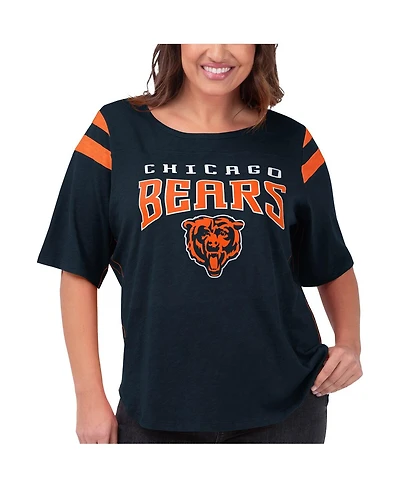 Women's G-iii 4Her by Carl Banks Navy Chicago Bears Plus Linebacker T-shirt