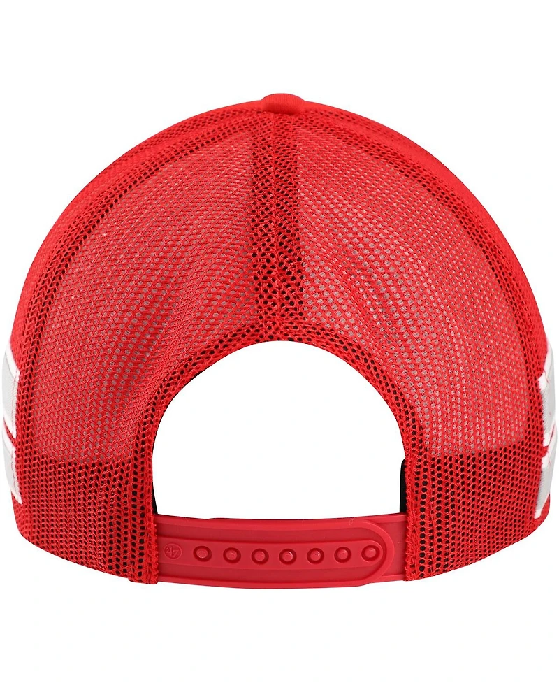 Men's '47 Brand Scarlet Ohio State Buckeyes Sideband Trucker Adjustable Hat