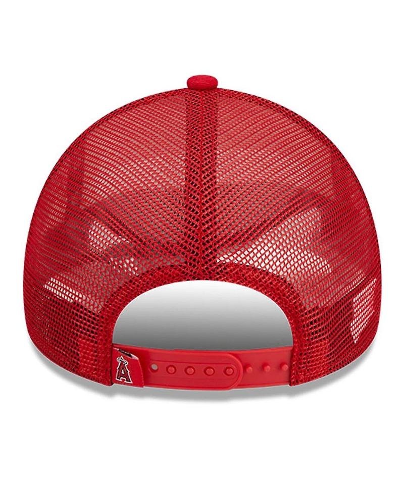 Men's New Era White, Red Los Angeles Angels Stacked A-Frame Trucker 9FORTY Adjustable Hat