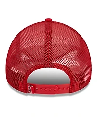 Men's New Era White, Red Los Angeles Angels Stacked A-Frame Trucker 9FORTY Adjustable Hat