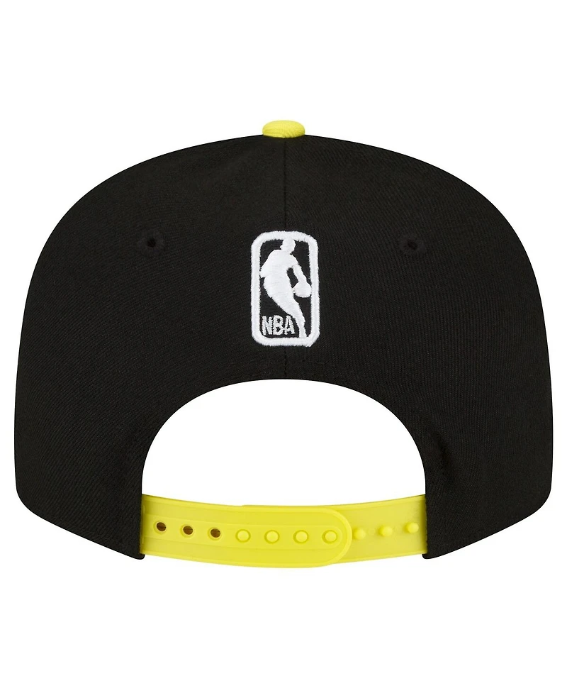 Men's New Era Black, Yellow Utah Jazz Official Team Color 2Tone 9FIFTY Snapback Hat