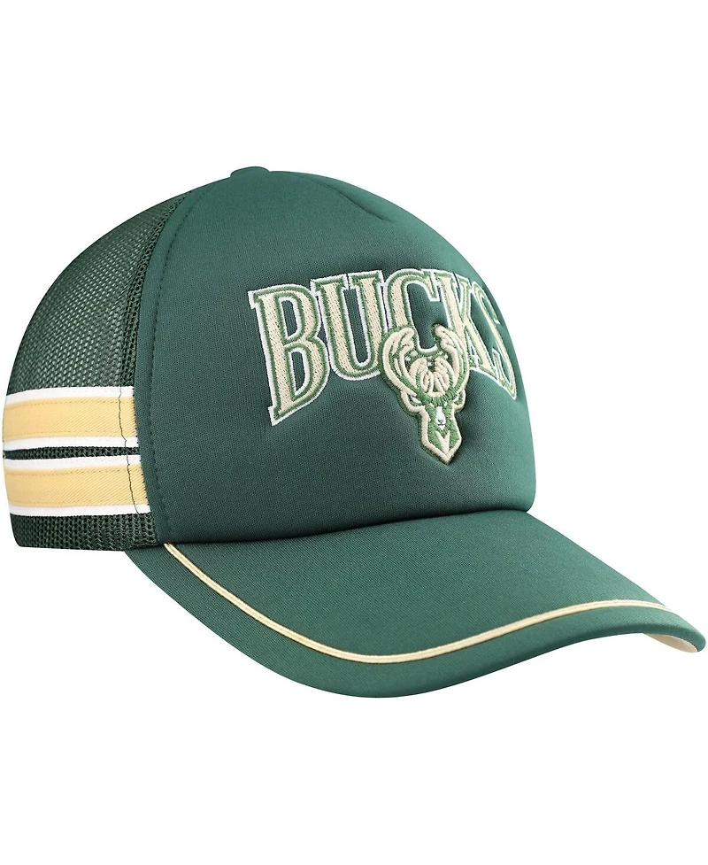 Men's '47 Brand Hunter Green Milwaukee Bucks Sidebrand Stripes Trucker Adjustable Hat