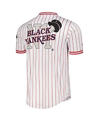 Men's Stitches White Distressed Black Yankees V-Neck Jersey