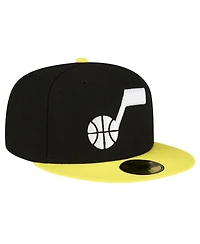 Men's New Era Black, Yellow Utah Jazz 2-Tone 59FIFTY Fitted Hat