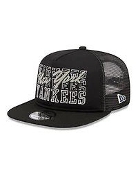 Men's New Era Black New York Yankees Street Team A-Frame Trucker 9FIFTY Snapback Hat