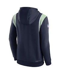 Men's Nike College Navy Seattle Seahawks Sideline Athletic Stack Performance Pullover Hoodie