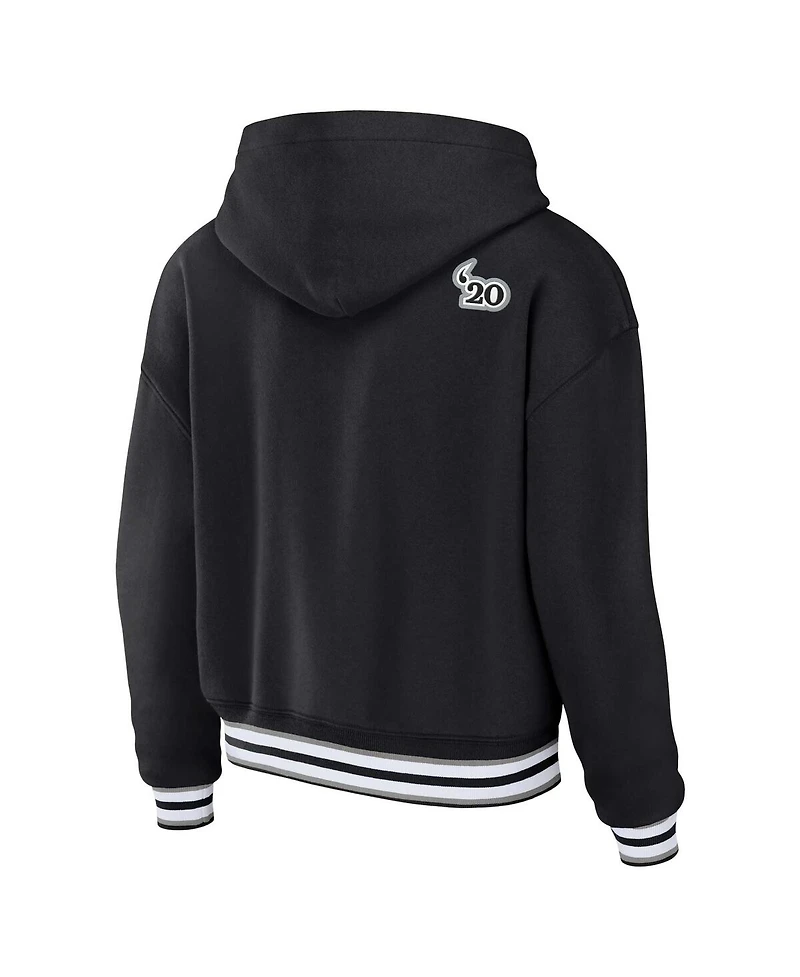Women's Wear by Erin Andrews Black Las Vegas Raiders Lace-Up Pullover Hoodie