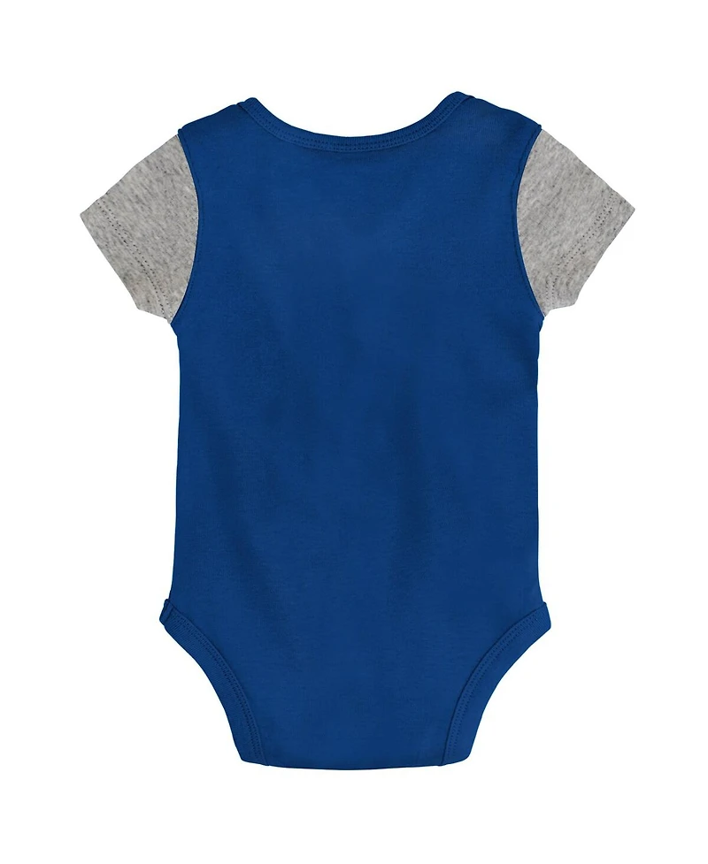 Baby Boys and Girls Royal, Gray Indianapolis Colts Little Champ Three-Piece Bodysuit Bib Booties Set