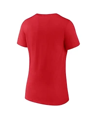 Women's Fanatics Red Cincinnati Reds Team Lockup V-Neck T-shirt