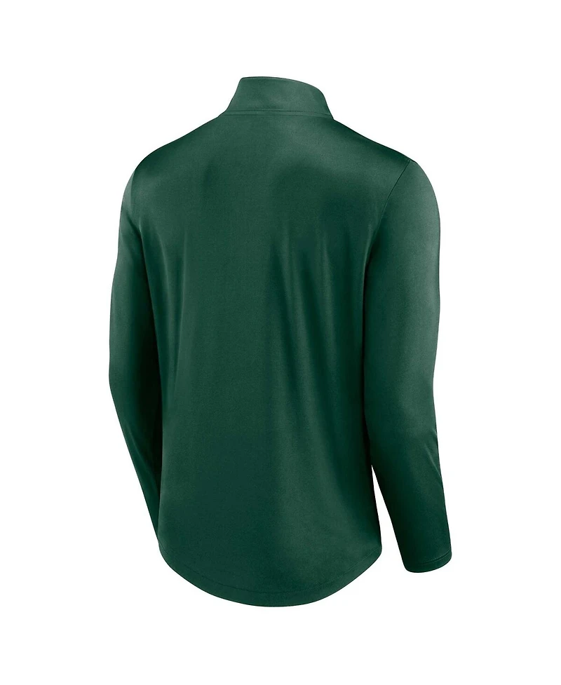 Men's Fanatics Green Oakland Athletics Quarterback Quarter-Zip Top