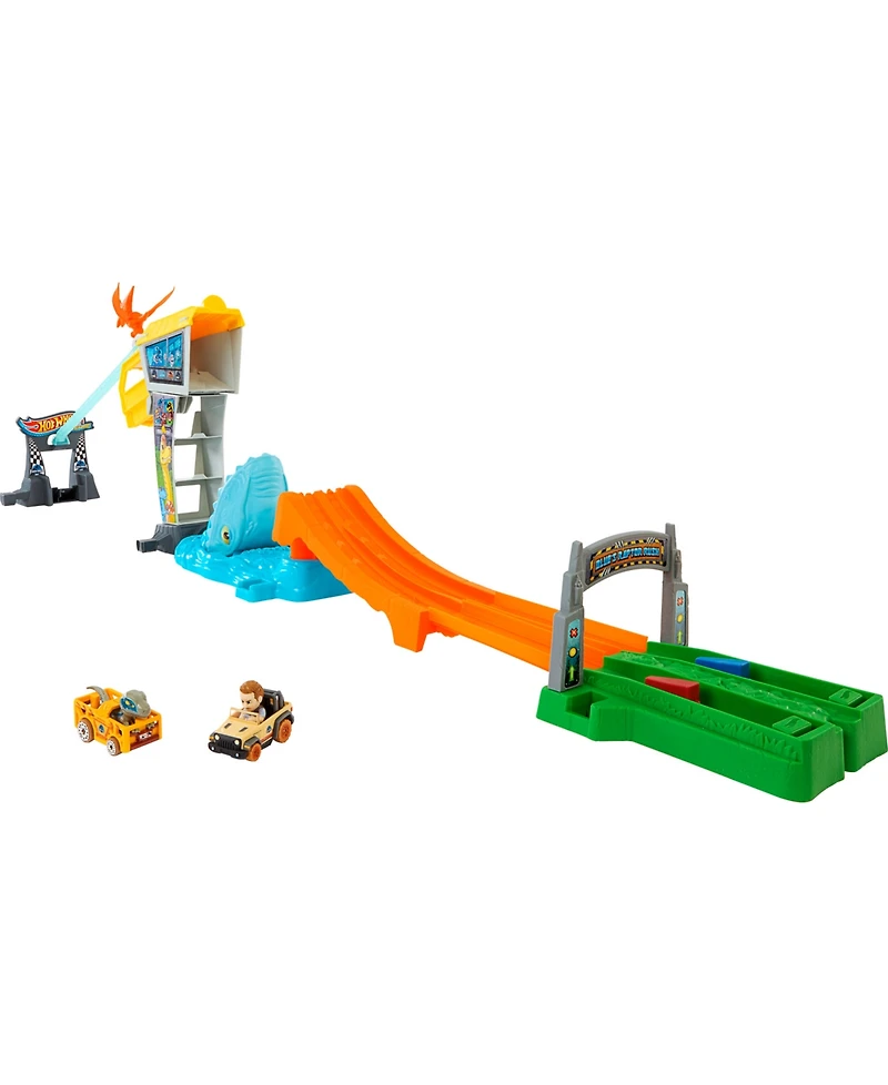RacerVerse Jurassic World Blue's Raptor Rush Track Set with 2 Toy Die-Cast Vehicles