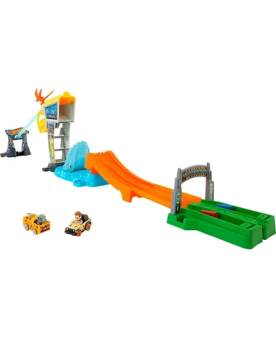 RacerVerse Jurassic World Blue's Raptor Rush Track Set with 2 Toy Die-Cast Vehicles