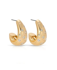 Ettika Bezel Crystal Dotted 18k Gold Plated Hoop Earrings