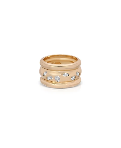 Ettika Bezel Crystal Thick 18k Gold Plated Ring