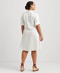 Lauren Ralph Plus-Size 100% Linen Shirtdress