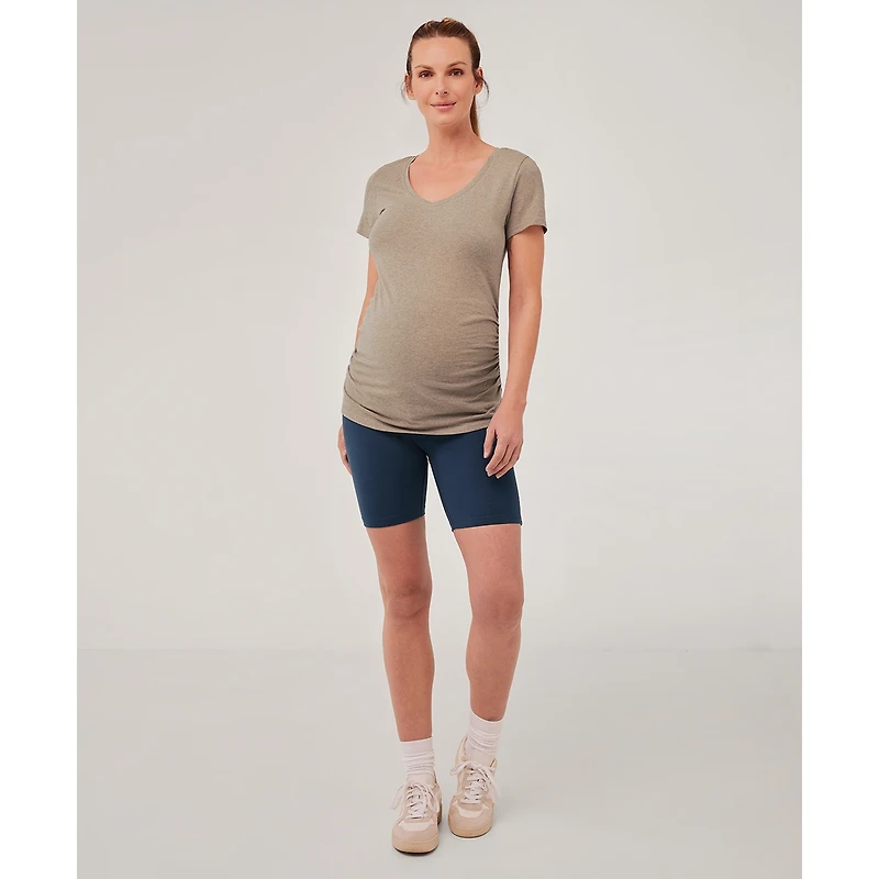 Pact Maternity Organic Cotton Ruched V-Neck Tee