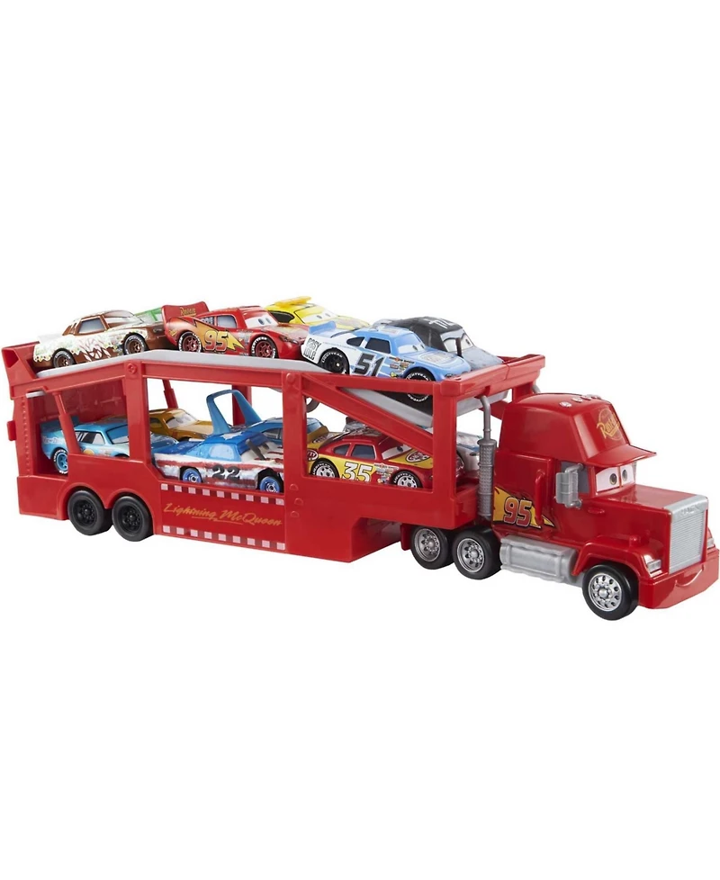 Disney and Pixar Cars Mack Hauler, 13" Toy Transporter Truck with Ramp and Carry Storage