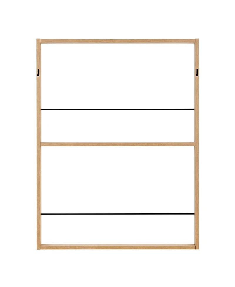 Danya B Steiner Square Modern 2-Tier Kids Book or Toy Figure Display Unit Wall Mounted Bookshelf with Contrasting Black Rods