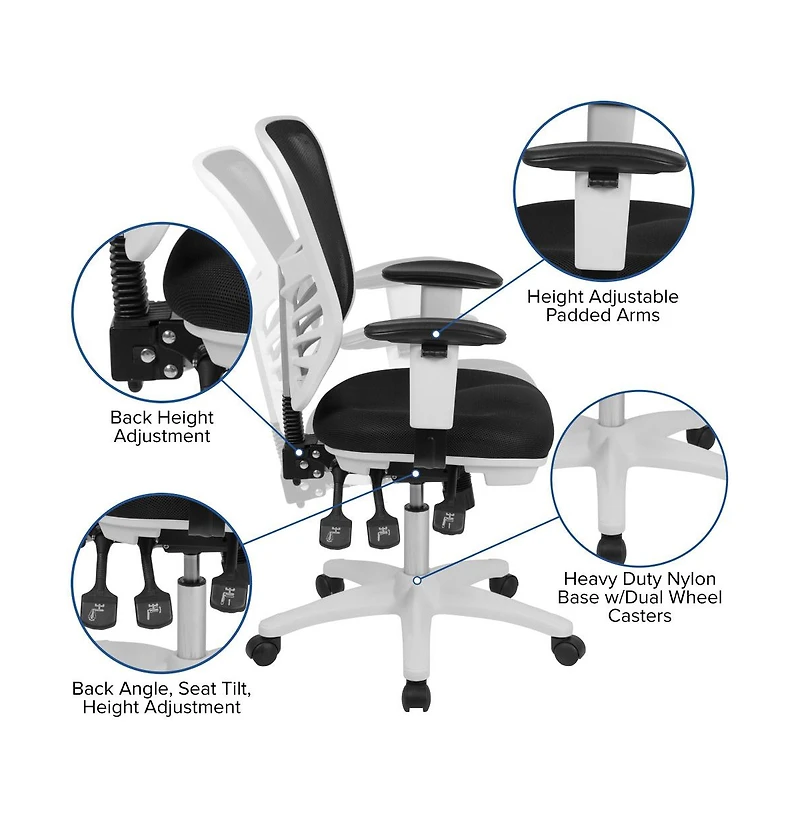 Mid-Back Mesh Triple Paddle Swivel Ergonomic Office Chair With Adjustable Arms
