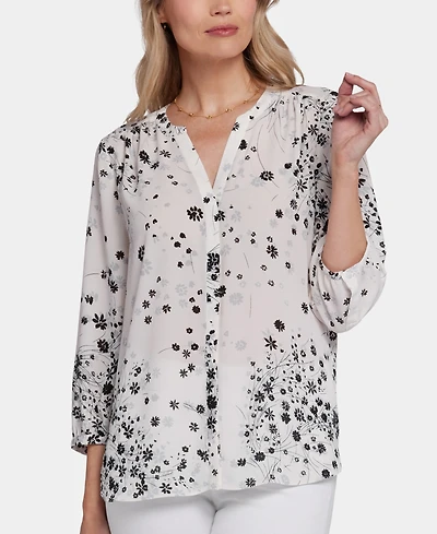 Nydj Women's Pintuck Three-Quarter-Sleeved Blouse