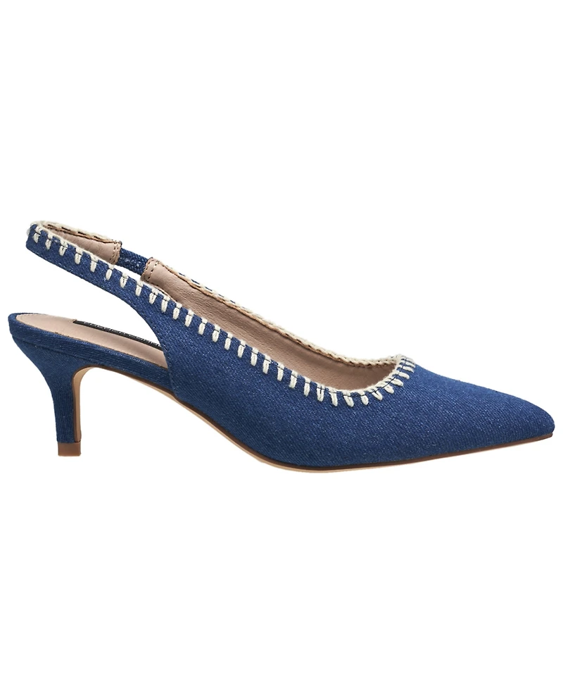French Connection Ladies Quinn Slingback Kitten Heel - Denim